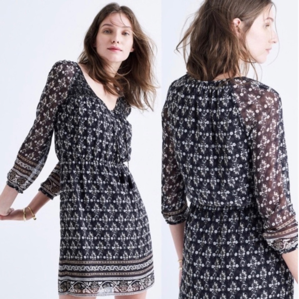 Madewell Woodland Artisan Floral Print Smock Dress